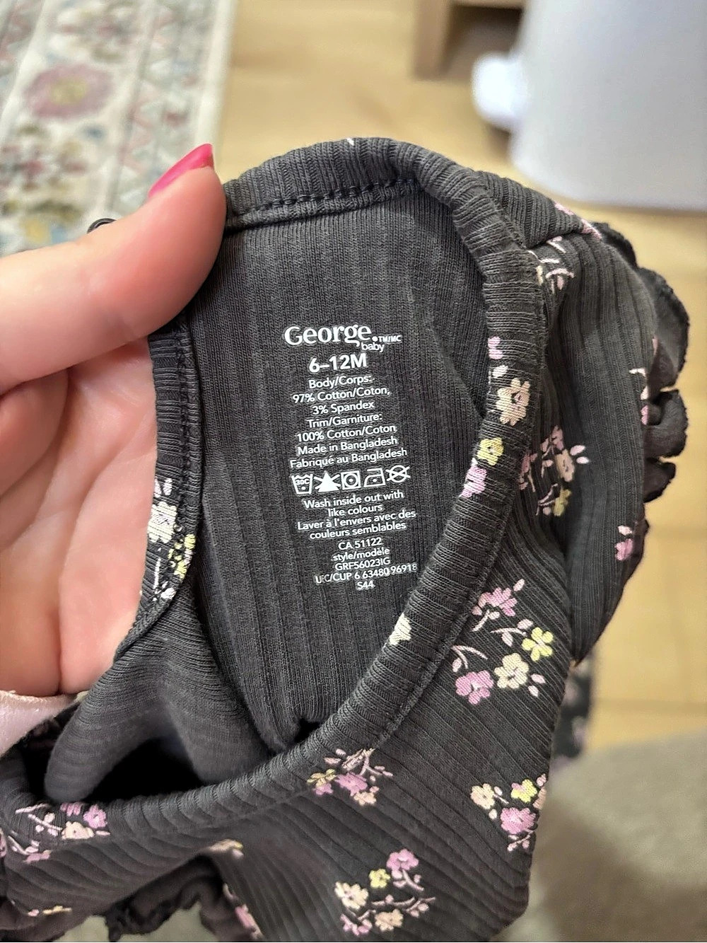 George Floral Ribbed Matching Set 6-12M - Picture 2 of 2